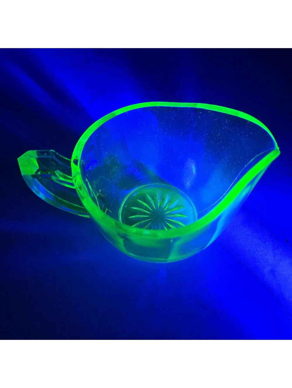 Vaseline Uranium Glass Creamer Art Deco Bartlett Collins Glows